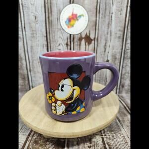 Disney Minnie Mouse Flower Purple Fuchsia Ceramic Coffee Mug Tea Cup  
